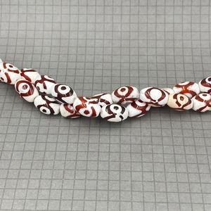 Orange White Dzi Agate Ovals Bead Full Strand Jewelry Making Supplies